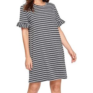 *Brand new *Womens grey and white T-shirt  striped dress